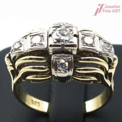 Klass. Damenring 14K GG/WG - Diamantbesatz zus. ca. 0,35 ct W/si - 6,11 g - 52,5 - Bild 1 von 4
