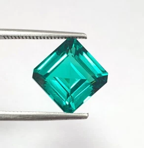9.30Ct Flawless Bluish Green Lab Grown Paraiba Spinel Square Cut Loose Gemstone - Picture 1 of 8