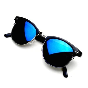 Retro Fashion Half Frame Flash Mirror Lens Club Vintage Master Sunglasses - Picture 1 of 16
