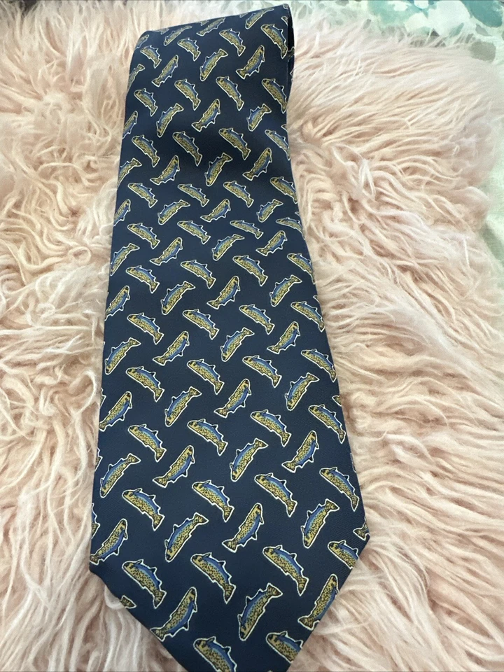 Raquetas de tenis cruzadas Tie, Lands End azul marino SEDA ROJO GRIS AMARILLO PELOTAS EE. UU. Foto 1 de 4