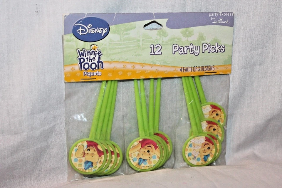 NEW IN PACKAGE WINNIE THE POOH DISNEY 12 PARTY PICKS  PARTY SUPPLIES   - Image 1 of 1