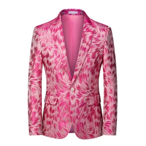 Men Floral Dress Jacket Coat Suit Blazer Top Wedding Party Stage Showman Costume - Picture 1 of 18