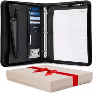 Portfolio Organizer - 3 Ring Binder with Notepad - 1.5 Inch Rings - Zippered Sto - Picture 1 of 12
