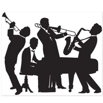 Jazz Band Inst-Mural Complete Wall Decoration Band Scene 60" x 72" Plastic - Image 1 of 2