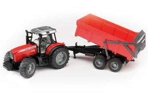 Bruder 02045 Trattore con Rimorchio Massey Ferguson 7480 3a+ - Foto 1 di 2