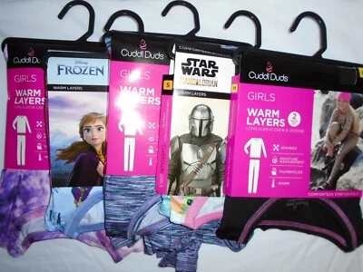 NUEVO CON ETIQUETAS NIÑAS Cuddl Duds Cálido Base Capas Conjunto de 2 Piezas Tallas y Estampados Surtidos Foto 1 de 2