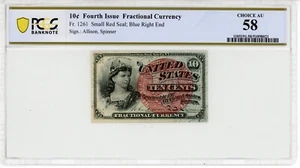 10 Cents Fourth Issue Fractional Currency Fr#1261 Choice AU 58 PCGS 51098021 - Picture 1 of 4