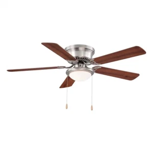 NEW Hugger 52 In. LED Indoor Brushed Nickel Ceiling Fan With Light Kit - Picture 1 of 11