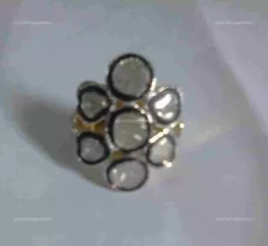 Cocktail Jubiläums Ring 925 Sterling Silber natürlicher Polki Diamant 0,95 ct Rose - Bild 1 von 4