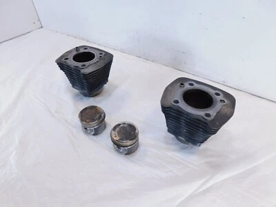 Pair Harley Davidson Sportster 883 Black Engine Cylinder Barrel Jugs w/ Pistons - Image 1 of 4