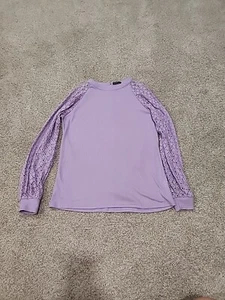 Miholl Damen große lila Spitze Langarm lässige lockere Bluse - Bild 1 von 8