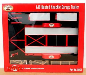 GMP 18963 1:18 Busted Knuckle Garage Tandem Car Trailer Red Mint/ Boxed