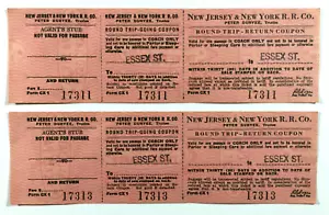New Jersey New York Railroad Co coupon di andata e ritorno modulo CX1 - Foto 1 di 5