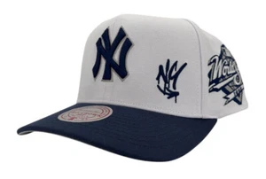Mitchell & Ness MLB New York Yankees Hook White & Navy Pro Pinch Snapback Hat - Picture 1 of 13