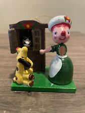 Vtg Christmas Tree Ornament Girl Dog Mouse In Cupboard￼ Wooden handmade/Painted