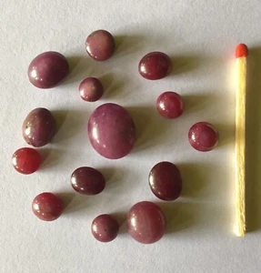 Rubies. Natural.. 14 Cabochon Assorted Sizes And Shapes And Colour - Picture 1 of 2