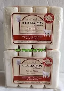 Goat Milk with Coconut Oil Bar Soap - La Maison 2 Pack 8 Bars 3.5 Oz Each - Picture 1 of 3