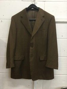 Saks Fifth Avenue by Canelli Men's Brown and Blue Checked Jacket - Picture 1 of 3