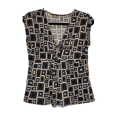 Y2K Unbranded Babydoll Top Womens Small Sparkly Geometric Retro Stretch Artsy Foto 1 de 4