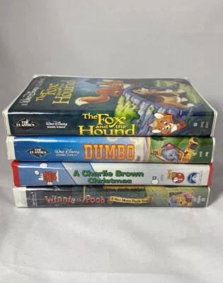 DISNEY Black Diamond CLAMSHELL VHS Classics DUMBO PEANUTS FOX & HOUND POOH *NEW* - Image 1 of 4