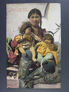 Nome Beach Alaska Yukon Pacific Expo Eskimo Mother Babies Antique Postcard 1909 - Picture 1 of 2