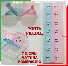 PORTA PILLOLE CONTENITORE PORTAPILLOLE SETTIMANALE PASTICCHE ANZIANO MEDICINE