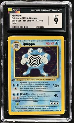CGC 9 MINT Poliwrath German Base Set - 1st Edition 13/102 Holo Pokemon Card - Image 1 of 2