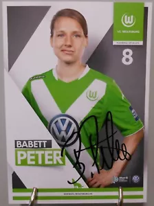 VfL Wolfsburg Frauen Babett Peter Autogrammkarte Handsigniert 2014/2015 FP285 - Bild 1 von 2