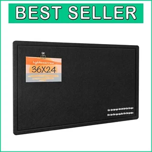 Elegant 36x24 Black Felt Board - Frameless Cork Board Alternative with Pins - Picture 1 of 9