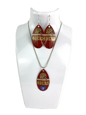 NFL San Francisco 49ers Vintage Teardrop Spinner Earring &/or Necklace Set Cover