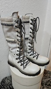 Bos & Co Gabriella Winterstiefel weiß Leder & Wildleder Schnürstiefel Größe US 7,5 - Bild 1 von 7