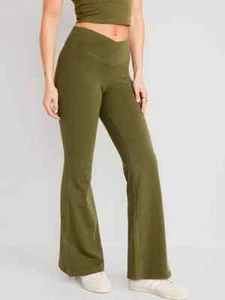 Old Navy Extra High Waisted PowerChill Super Flare Pants Women's M Olive ~ New - Picture 1 of 9