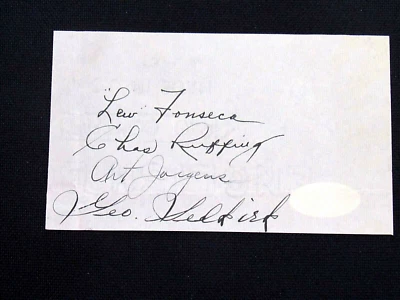 1936 NY YANKEES WSC RED RUFFING JORGENS SELKIRK FONSECA SIGNED AUTO VTG CUT JSA  - Image 1 of 3