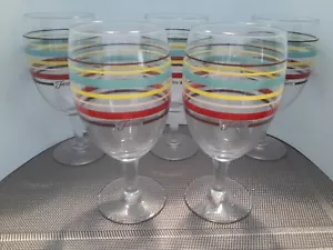 Set of 5 Fiesta Fiestaware Striped Water /Iced Tea Glasses 7.25" - Picture 1 of 5
