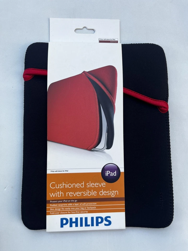 Philips Funda Suave Para Apple iPad Acolchada Neopreno Reversible Negro Rojo Nuevo Foto 1 de 2