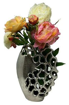 Vase silber Home Dekoration Blumen Herbst Geschenk Blumenvase Colmore Neu-F-3 - Bild 1 von 2