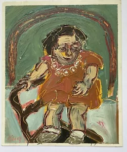 Original Painting On Paper Expressionism Portrait Of A Girl Puerto Rico Ofelia? - Picture 1 of 3