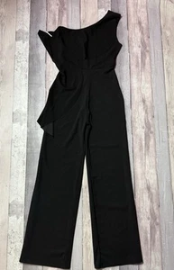 BNWT Allbitslondon Black One shoulder Frill Jumpsuit Size Uk 12 I1 - Picture 1 of 13