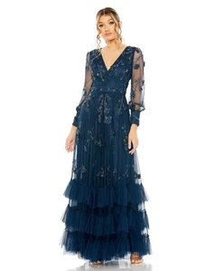 Mac Duggal 9256 verziertes Langarm-Tüllkleid Größe 4 Twilight 798 $ - Bild 1 von 2