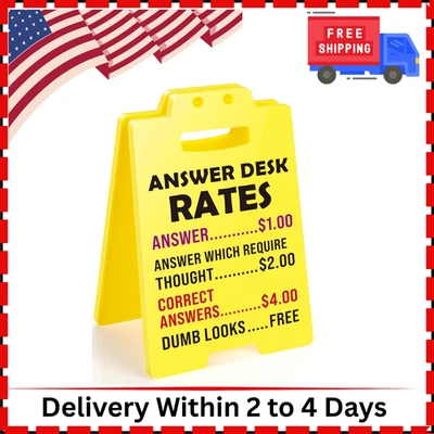 Funny Team Office Gifts - Answer Desk Rates Funny Desk Sign, Gag Fun Gift for Co - Image 1 of 4