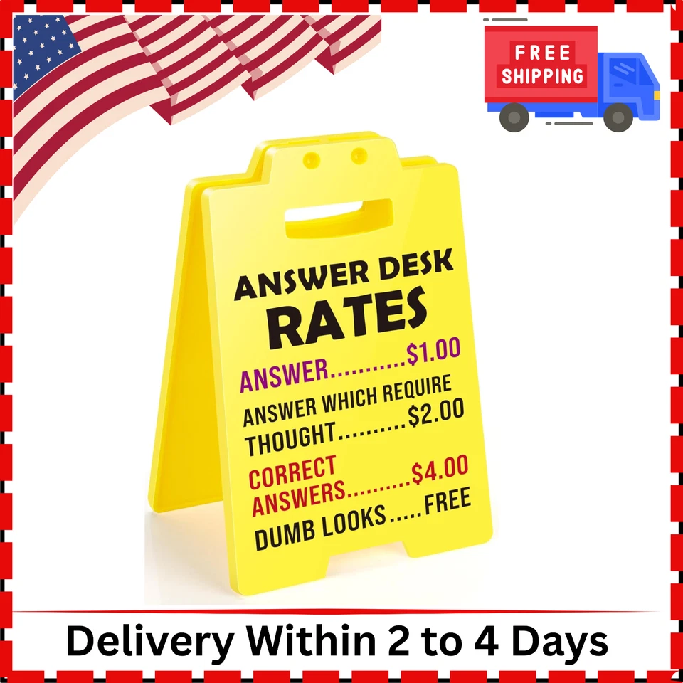 Funny Team Office Gifts - Answer Desk Rates Funny Desk Sign, Gag Fun Gift for Co - Image 1 of 4