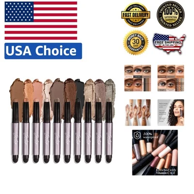 Luxurious 10 Shade Eyeshadow Stick Palette - Effortless Matte & Shimmer Styles - Image 1 of 4