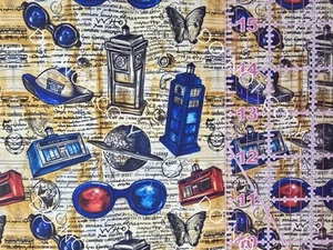 Custom Cotton Woven Fabric TV Series Dr Who Tv Show Tardis 1/4 Yard 9x56 - Picture 1 of 2