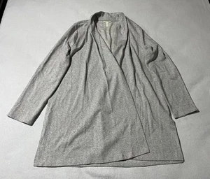 Eileen Fisher Cardigan donna grande misto cotone biologico aperto davanti grigio - Foto 1 di 9