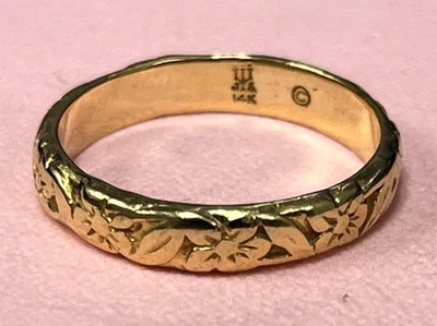 ANILLO James Avery retirado 14K Oro Amarillo Flores Bonito Banda Talla 6.5 Foto 1 de 4