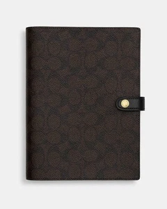 💜Coach Snap Notizbuch - CZ198 Walnuss Schwarz Signatur Canvas/Glattleder - Neu mit Etikett - Bild 1 von 7