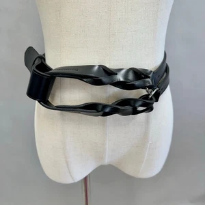 Cinturón de cuero negro con junta tórica de tres correas para mujer Lauren Ralph Lauren nuevo sin etiquetas talla mediana - Imagen 1 de 19