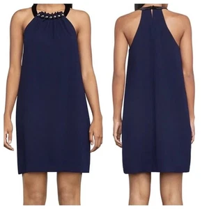 BCBG Max Azria Imperial Blue "ROYA" Beaded Halter Shift Dress, Size S, NWT - Picture 1 of 13