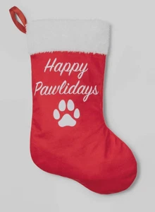 Wondershop Hunde Weihnachtsstrumpf "Happy Pawlidays" rot NEU - Bild 1 von 2