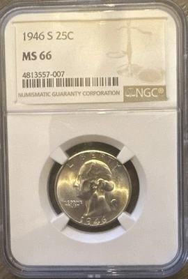 1946-S Washington Quarter NGC MS66 - Image 1 of 2